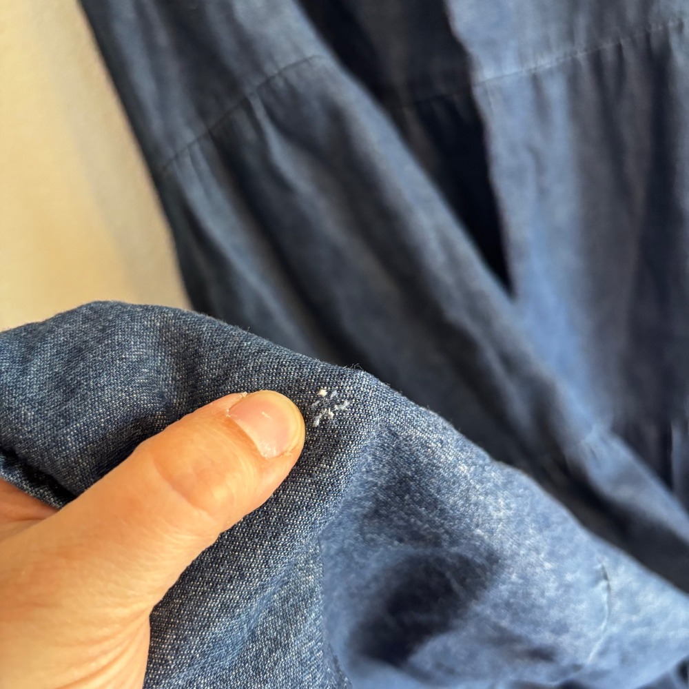 Denim Maxi Skirt XL Long Tiered Boho Modest Prairie Cottagecore Cotton Pull On - Picture 4 of 7